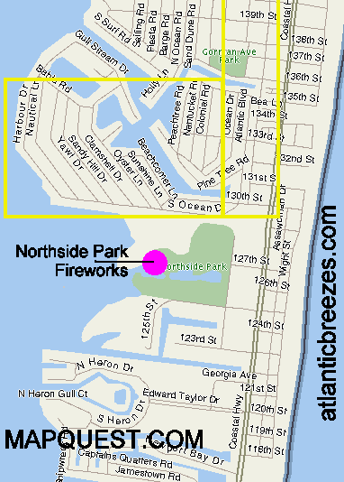 Map of Northside Park 4th of July Fireworks and Activities